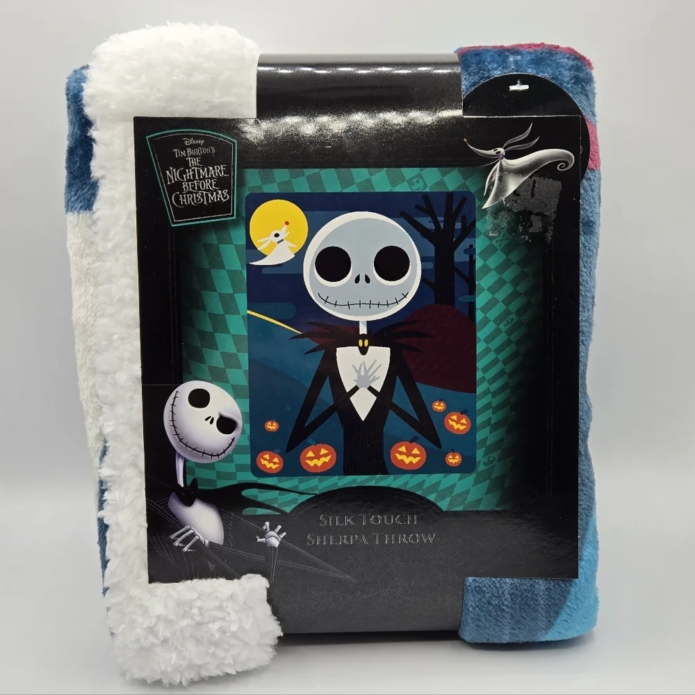 Disney Nightmare Before Christmas Silk Touch Sherpa Throw Blanket Night Stroll